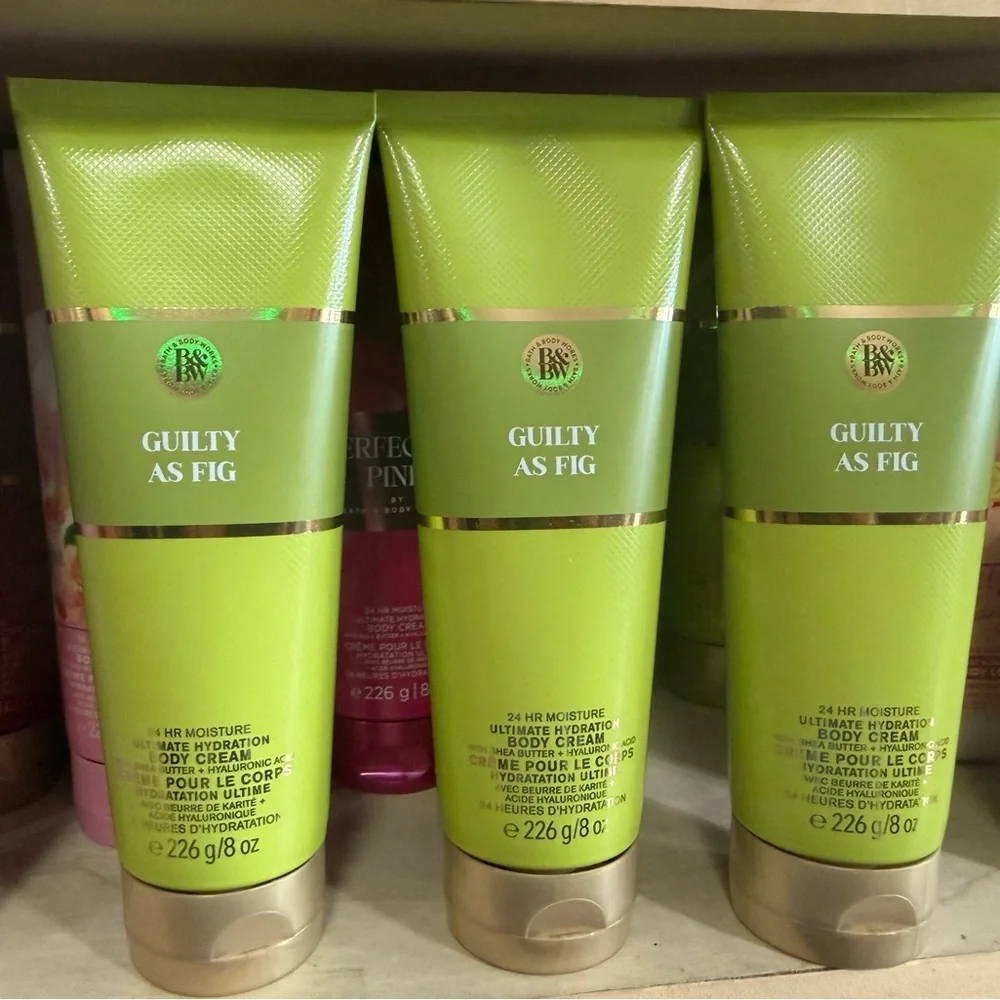 3 Bath & Body Works Guilty As Fig Body Cream - Green and Gold